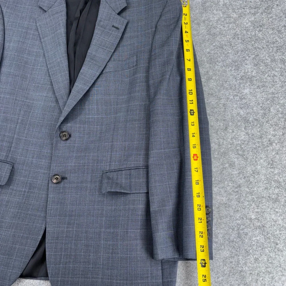 Ralph Lauren Mens 40S Blue Grey Glen Plaid 100% Wool 2 Button Blazer Sport Coat
